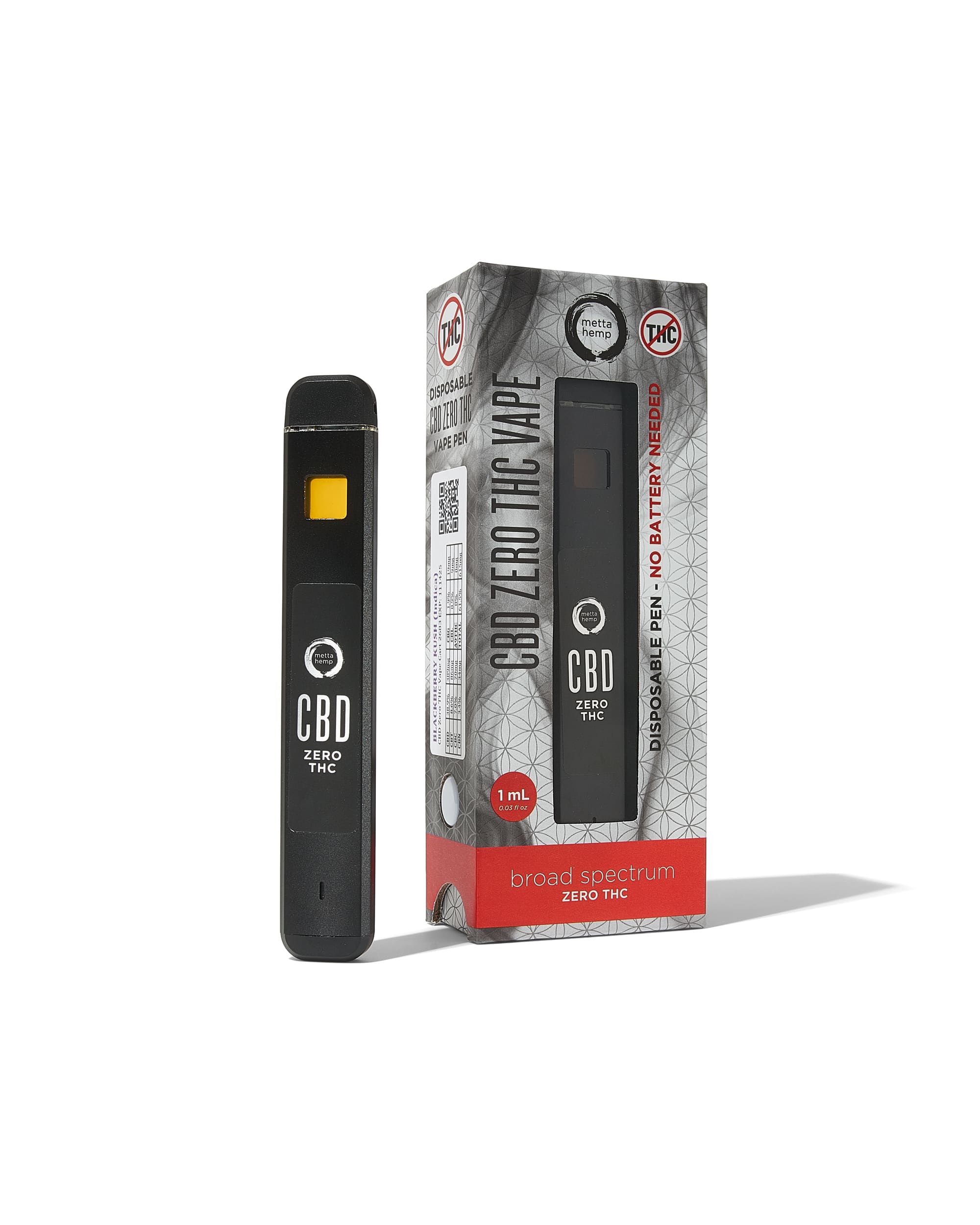 Metta Hemp - CBD Zero THC vape, on white background